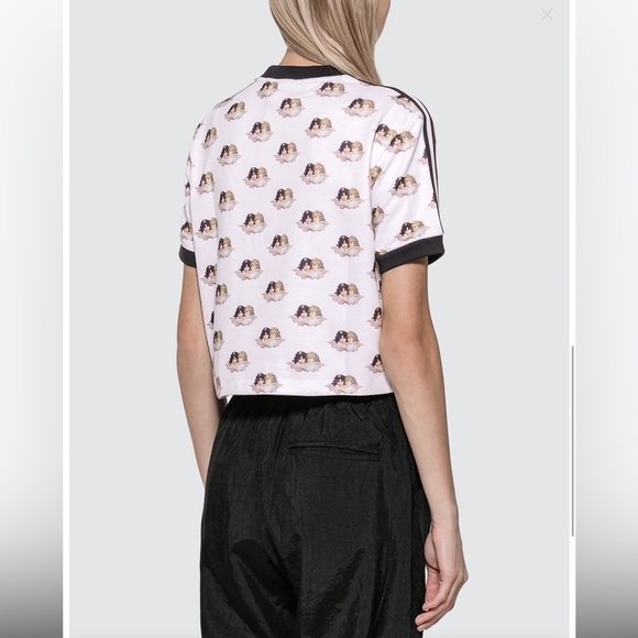 Adidas x Fiorucci All Over Angels Cherub Crop T-Shirt Top Size Small​ - Picture 14 of 16